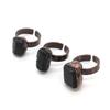 Honmin Black Tourmaline Rough Stone Adjustable Ring | Natural Healing Crystal Fashion Hand Jewelry for Men & Women view 4