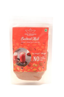 ARAV ORGANICS Beetroot Malt | 100% Natural Health Drink Mix | Rich in Iron & Antioxidants, Vegan & Preservative-Free | Immunity & Energy Booster Drink Mix for Kids & Adults (100g)