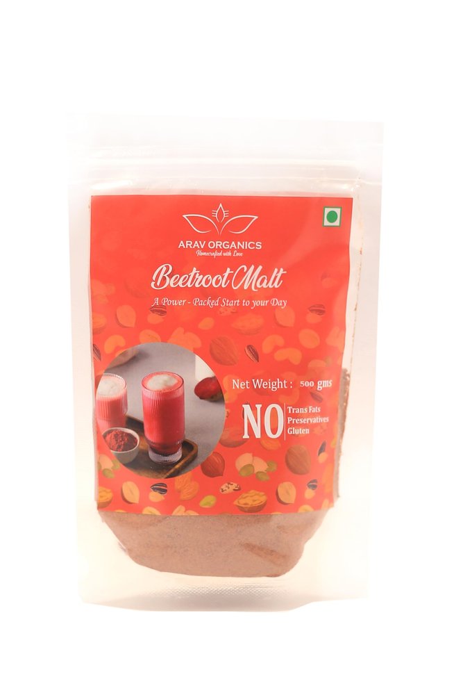 ARAV ORGANICS Beetroot Malt | 100% Natural Health Drink Mix | Rich in Iron & Antioxidants, Vegan & Preservative-Free | Immunity & Energy Booster Drink Mix for Kids & Adults (500g)
