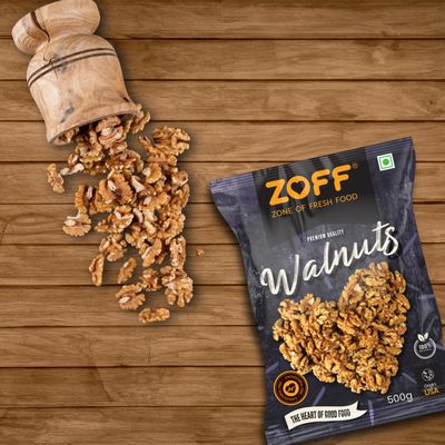 Zoff Walnuts Whole Raw Akhrot, Fresh & Crunchy Akhrot, Natural Brain-Boosting wallnuts Snack - Walnuts 500g
