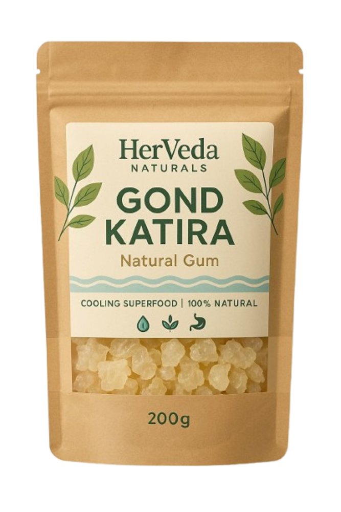 HerVeda Gond Katira Natural Gum 200 g, Natural Cooling Herb for Summer Drinks, 100% Pure