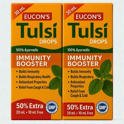 EUCON'S Tulsi Drops | Ayurvedic Immunity Booster | 30ml | 50% Extra Volume | Pack of 2