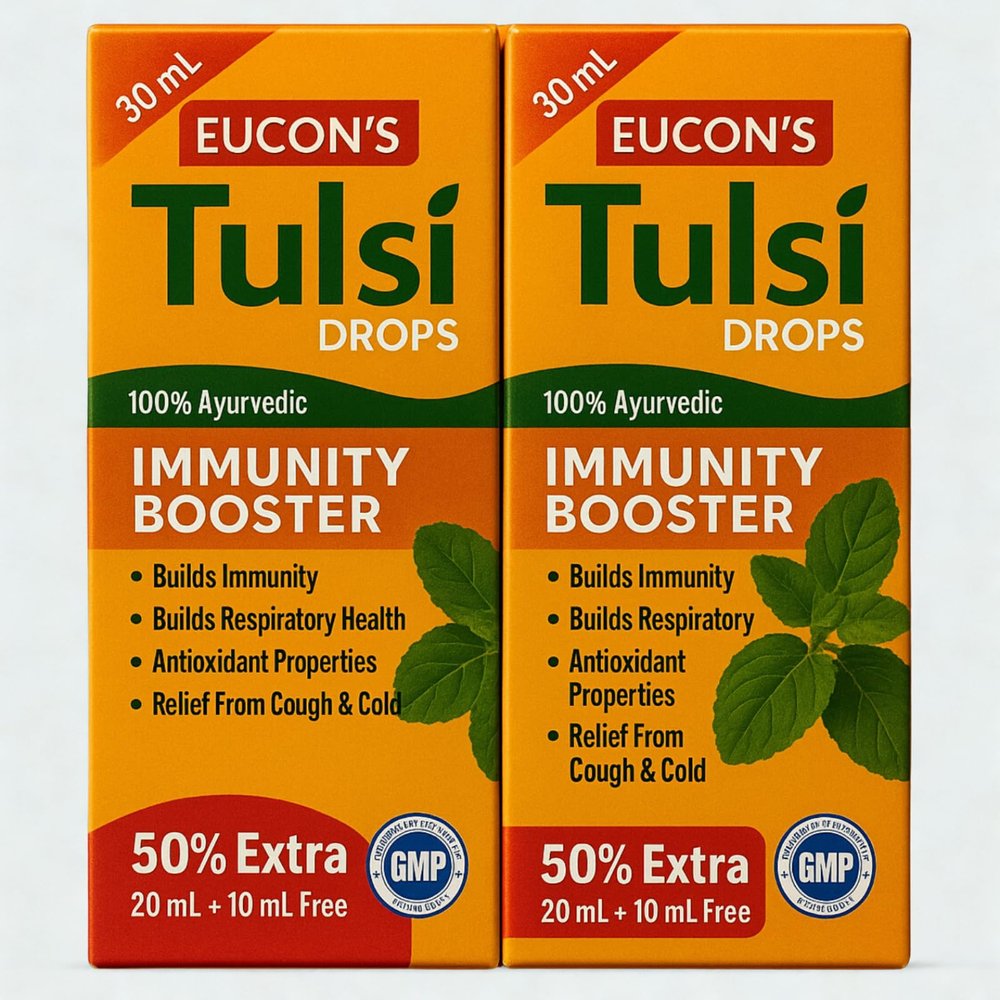 EUCON'S Tulsi Drops | Ayurvedic Immunity Booster | 30ml | 50% Extra Volume | Pack of 2
