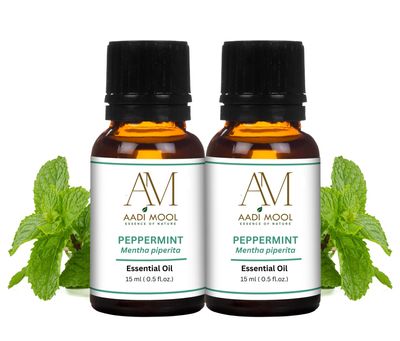 Aadi Mool Peppermint Essential Oil 15ml (Pack of 2) | For Headache Relief, Cooling & Aromatherapy