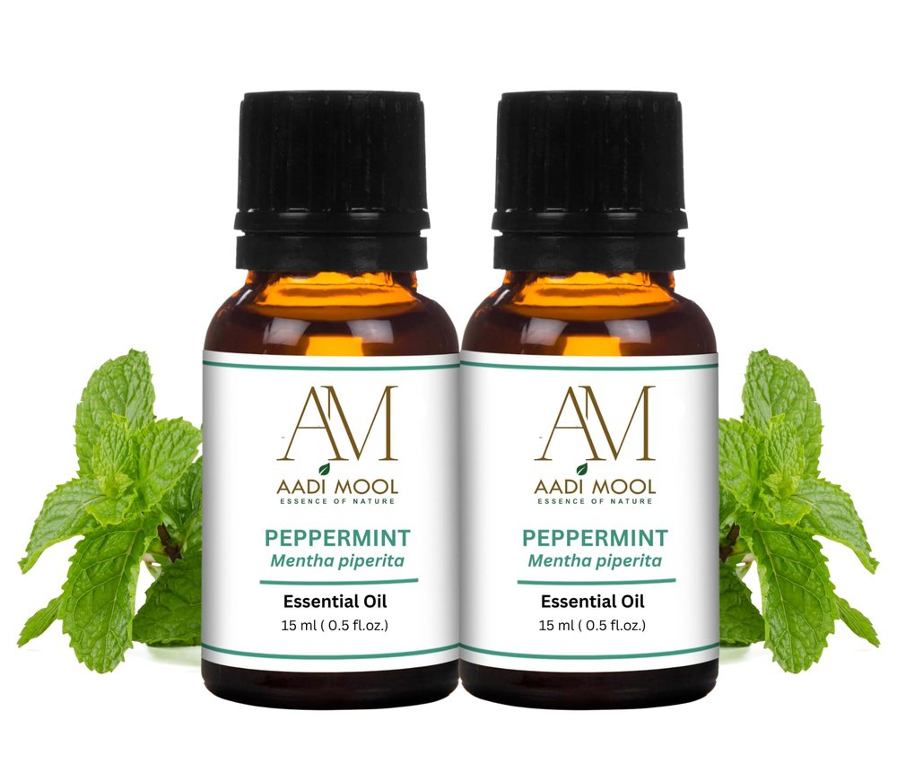 Aadi Mool Peppermint Essential Oil 15ml (Pack of 2) | For Headache Relief, Cooling & Aromatherapy