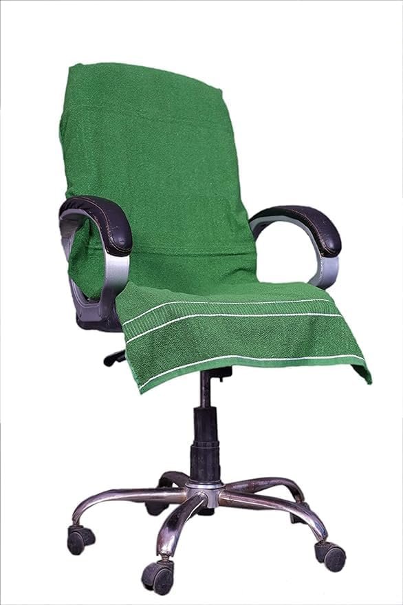 AU HOME 100% Pure Cotton Luxury Standard Office Chair Towel for Office Chair, Boss Chair (Pack of 1) Green