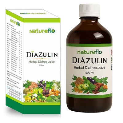 Natureflo Diazulin Herbal Diafree Juice | Karela, Jamun, Amla, Methi & Neem | Sugar-Free Herbal Juice for Blood Sugar Control 1 Litre (500ml *2)