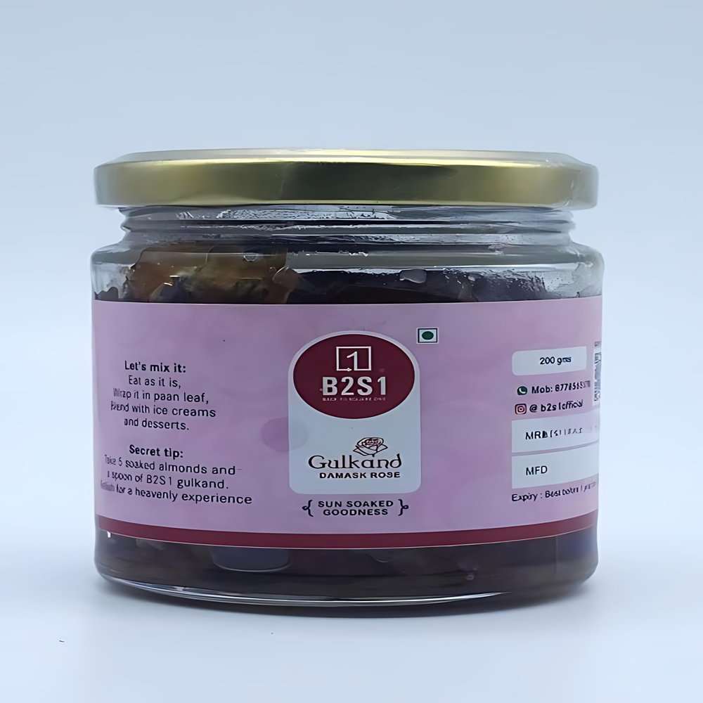 B2S1 Gulkand a Traditional Rose Petal Preserve a Natural Digestive Aid|200 GM|GLASS BOTTLE