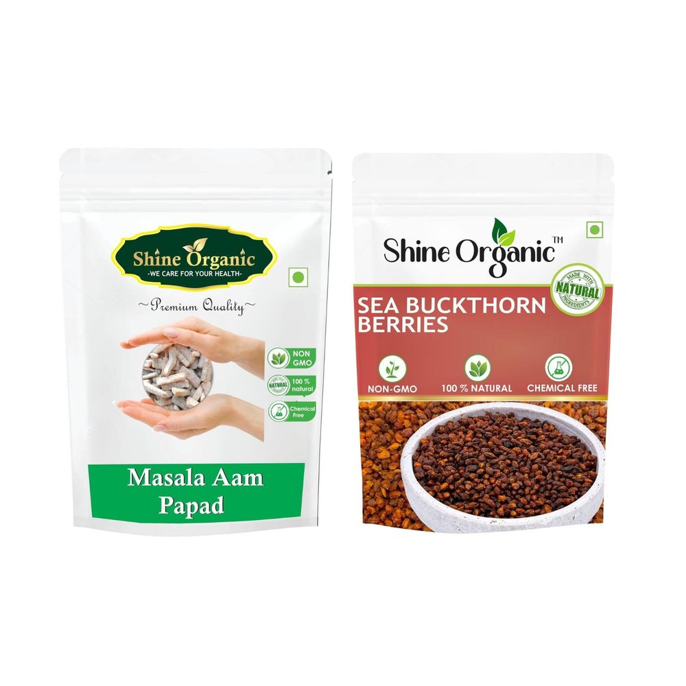 Shine Organic Masala Aam Papad | Khatta Meetha Aam Papad (400 GM) Chatpata Aam Papad - Mango And Dry Sea Buckthorn Berries | Nourishes skin | Rich in fatty acids |(400 gm)