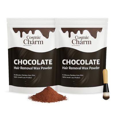 COSMIC CHARM 10-Minute Chocolate Hair Removal Wax Powder for Full Body, Easy Home Use, Chemical-Free, No Irritation Or Rashes For Men & Women Pack of 2 (200 Gm)