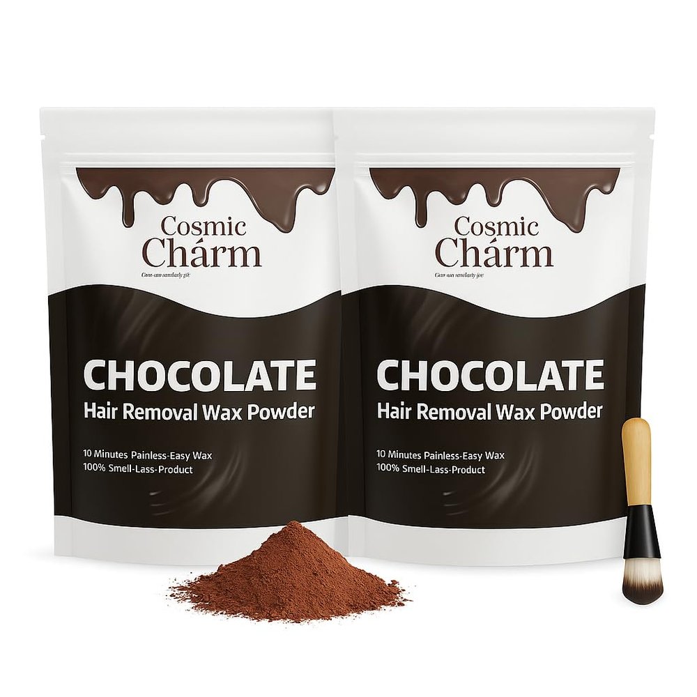 COSMIC CHARM 10-Minute Chocolate Hair Removal Wax Powder for Full Body, Easy Home Use, Chemical-Free, No Irritation Or Rashes For Men & Women Pack of 2 (200 Gm)