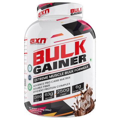 GXN Bulk Gainer 6 lbs (2.72 kg) | 374.96kcal | Whey Protein Concentrate & Soy Protein Isolate | Chocolate Swirl | Muscle Bulking & Weight Gain | 27 Servings