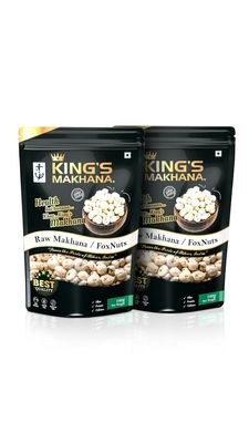 BIG SIZE Kings Makhana Premium Raw Fox Nuts (100g) | Superfood Snack | Gluten-Free, Vegan & High in Protein | Premium Makhana in Zip-Lock Resealable Pouches for Lasting Freshness