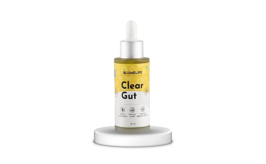BlumeLife Clear Gut Drops | 30ml | Gut Cleanse Detox, Gut Health Supplements, Ayurvedic Digestive Cleanse & Detox with Haritaki, Bael, Kutki & Punarnava, Relief from Bloating, Acidity & Indigestion