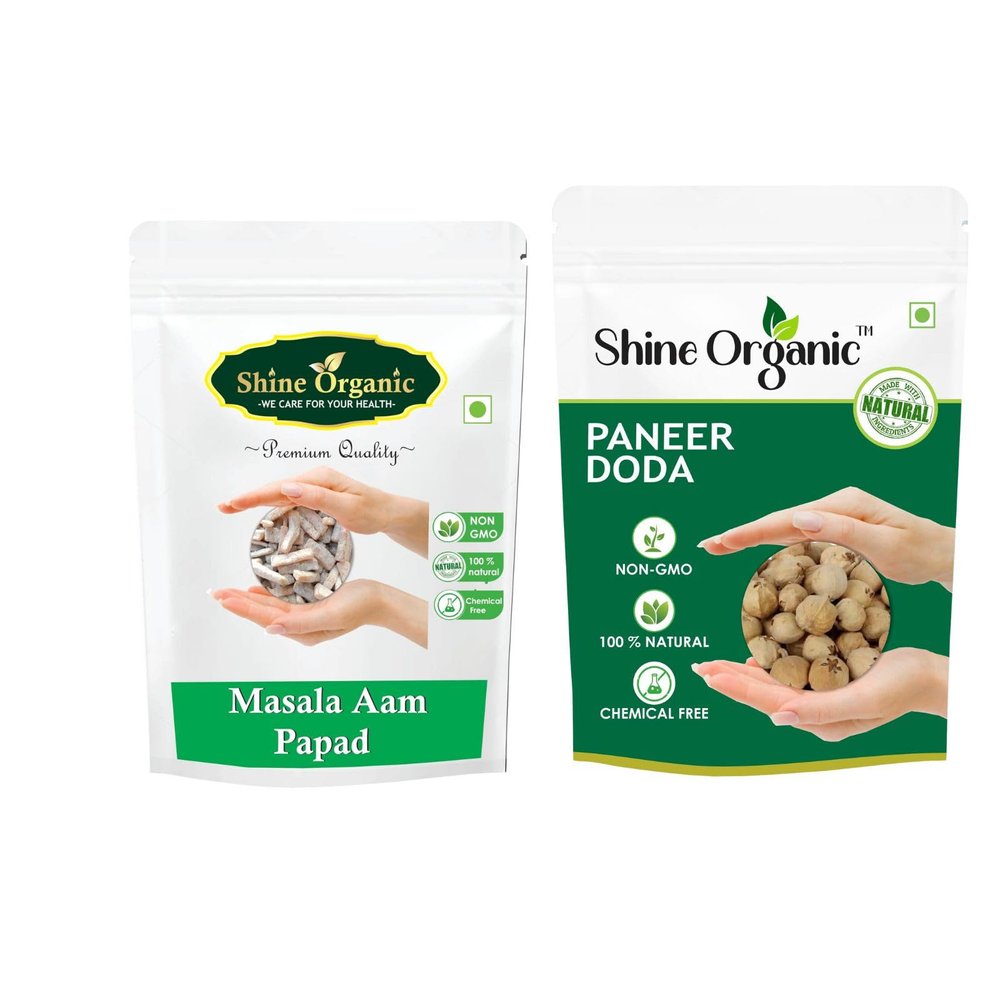 Shine Organic Masala Aam Papad | Khatta Meetha Aam Papad (400 GM) Chatpata Mango And Paneer Doda Phool (Withania Coagulans) Paneer Dodi (100 GM) Paneer doda For Diabetes