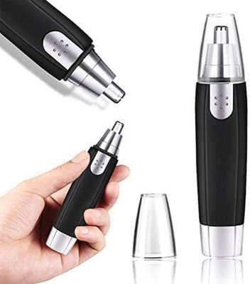 Electric Nose & Ear Hair Trimmer for Men & Women Painless Dual-Edge Blades Eyebrow Groomer Waterproof Facial Hair Remover (Black)
