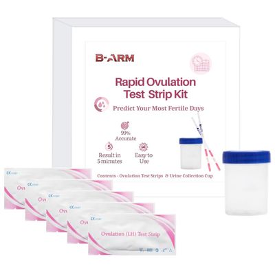 B-Arm Rapid Ovulation Test Strip Kit for Women with 5 Strips & 1 Reusable Container| 99% Accurate & Quick Results in 5 Mins| At Home Fertility Kit| Monitors 5 Most Fertile Days for Planning Pregnancy