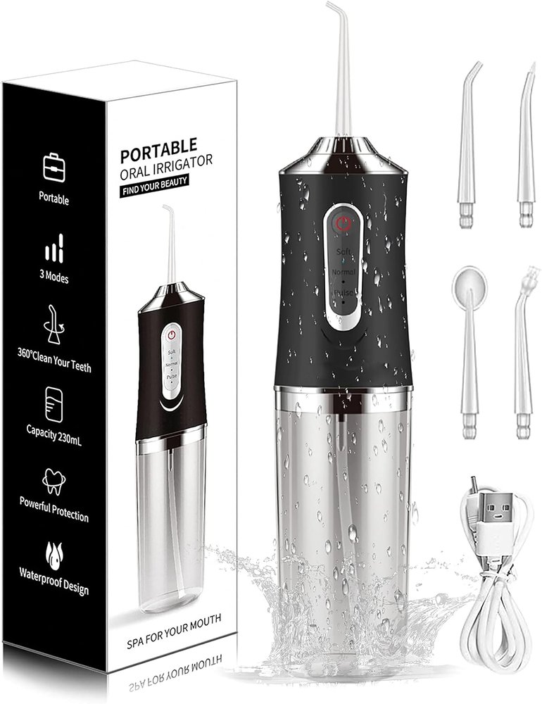 Queue Portable Oral Irrigator, 3 Modes, 230ml Capacity, Waterproof Design, USB Rechargeable