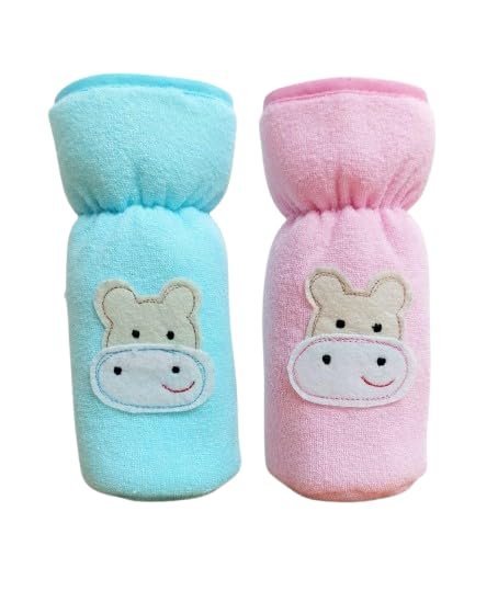 OLY BABY Baby Bottle Feeder Cover 240ml with Embroided Cartoon Design (Pack of 2) (FIROZI)