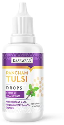 KAARWAAN Pancham Tulsi Drops with 5 Types of Tulsi Extract, Ayurvedic Anti-oxidant & Anti-inflammatory Formula