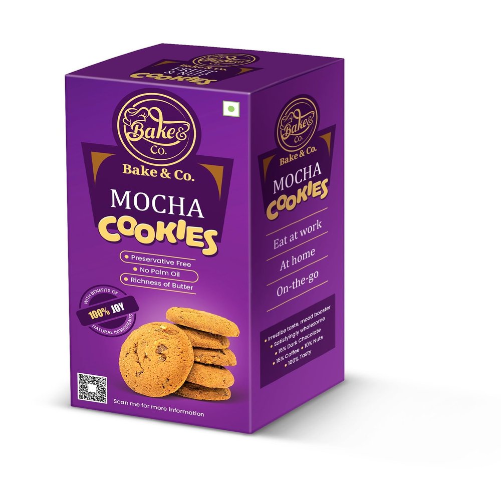 Bake & Co Mocha Chocolate Cookies, Perfect Blend of Goodness & Flavor for Mood Boost, Healthy Cookies For Adults & Kids, Healthy Indulgence, Wholesome Snack, Preservative-Free Butter Cookie