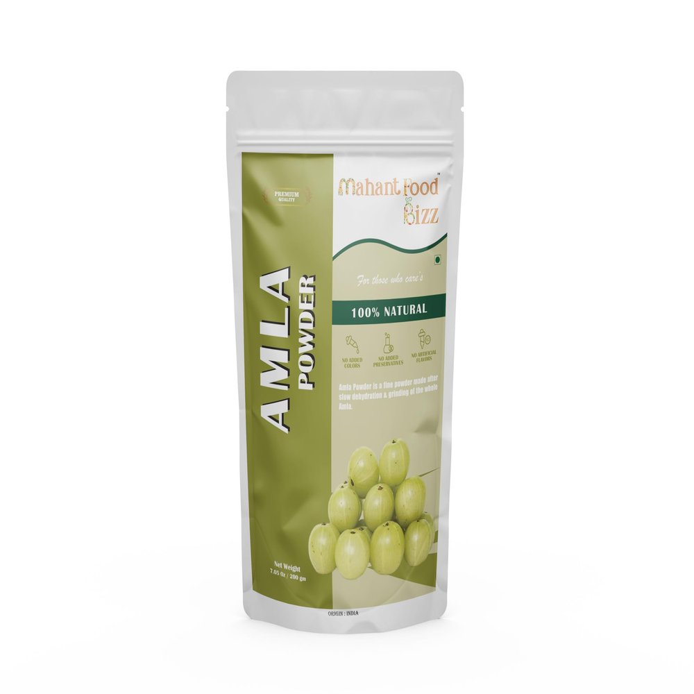 MAHANT FOOD BIZZ Amla Powder 200g | 100% Pure Dried Amla (Indian Gooseberry) Powder | No Added Preservatives | Rich In Vitamin C, Calcium, & Iron | For Smoothies, Juices, Health Benefits