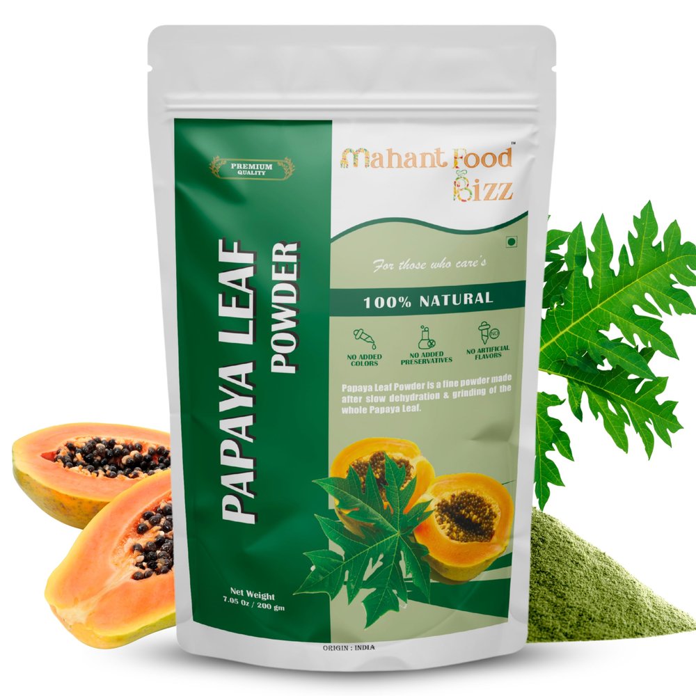 MAHANT FOOD BIZZ Papaya Leaf Powder 200g | 100% Natural Herbal Superfood | Rich in Antioxidants Enzymes & Nutrients | Supports Detox Immunity Boost & Skin Health | No Preservatives or Additives
