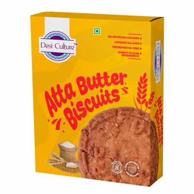 Desi Culture Whole Wheat & Jaggery Cookies | No Maida, No Palm Oil, No Refined Sugar | High Fibre Healthy Wheat Biscuits | Crunchy Tea Time Snack | Eggless Vegetarian | 200 g