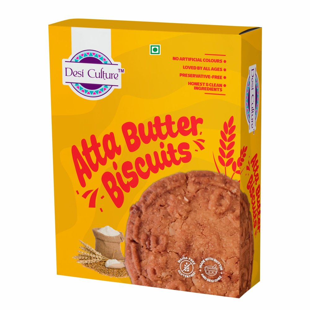 Desi Culture Whole Wheat & Jaggery Cookies | No Maida, No Palm Oil, No Refined Sugar | High Fibre Healthy Wheat Biscuits | Crunchy Tea Time Snack | Eggless Vegetarian | 200 g