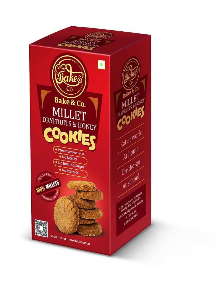 Bake & Co Multi Millet Cookies, Millet Cookies, Gluten Free No Maida Cookies, Tasty & Healthy, Wholesome Everyday Snack, Perfect Blend of Goodness & Flavor, Mood Lifting Preservative-Free Cookies