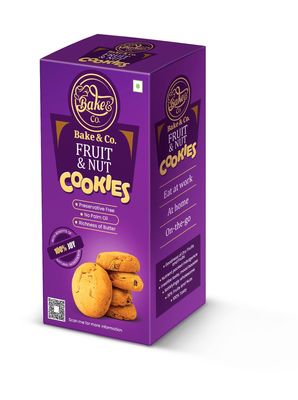 Bake & Co Fruit & Nut Cookies, Goodness with Multi-Seeds & Micronutrients, Healthy Cookies For Adults & Kids, Healthy Indulgence, Wholesome Everyday Snack, Preservative-Free Butter Cookie