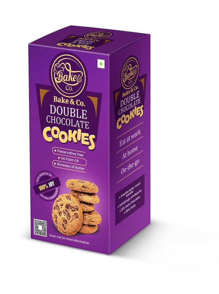 Bake & Co Double Chocolate Cookies, Perfect Blend of Goodness & Flavor, Mood Lifting Sweetness, Healthy Cookies For Adults & Kids, Healthy Indulgence, Wholesome Snack, Preservative-Free Butter Cookie