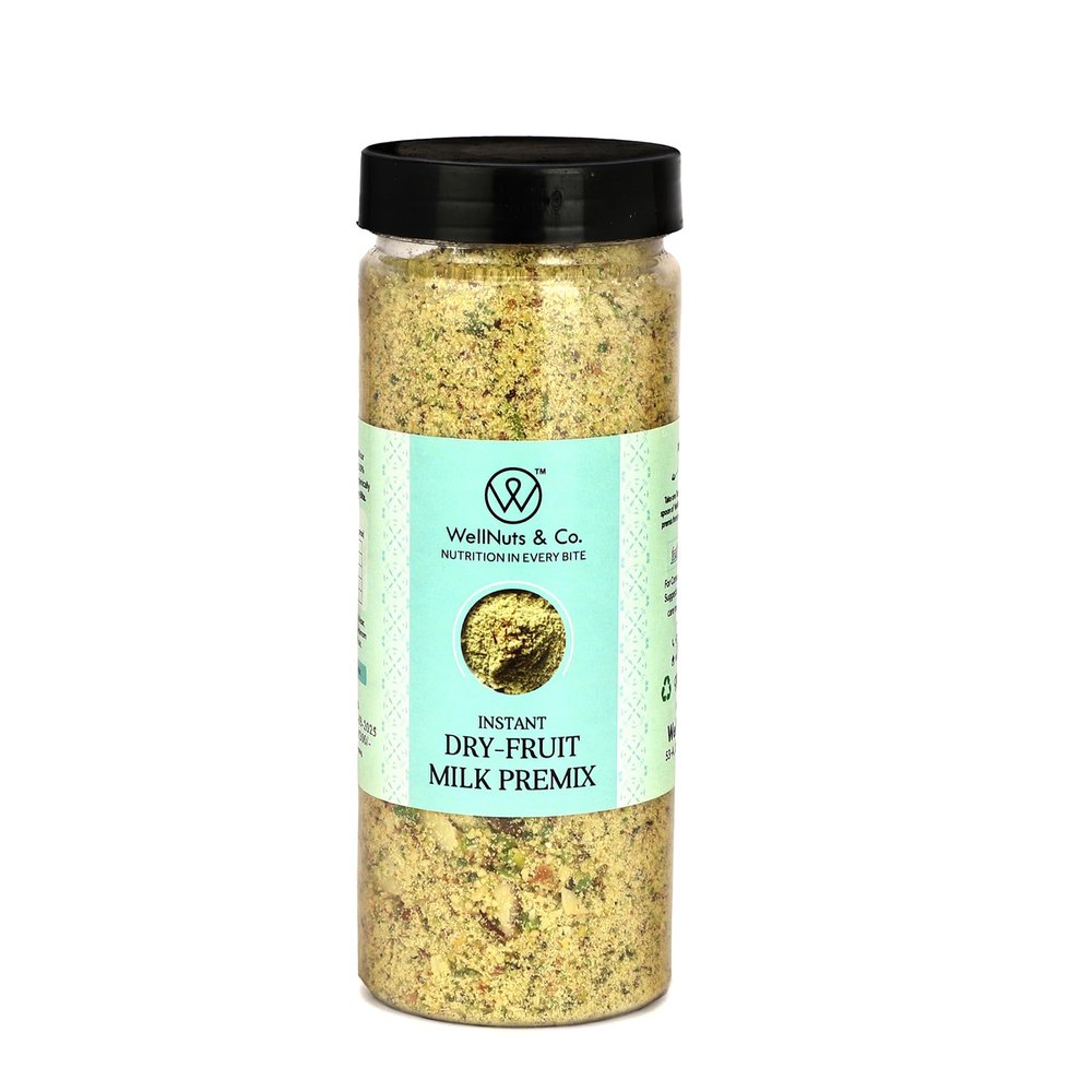 WellNuts & Co. Dry Fruit Milk Powder Mix | Healthy Milk Enhancer with Almonds, Pistachios & Saffron | No Preservatives | Resealable Jar | 150g (Pack of 2)