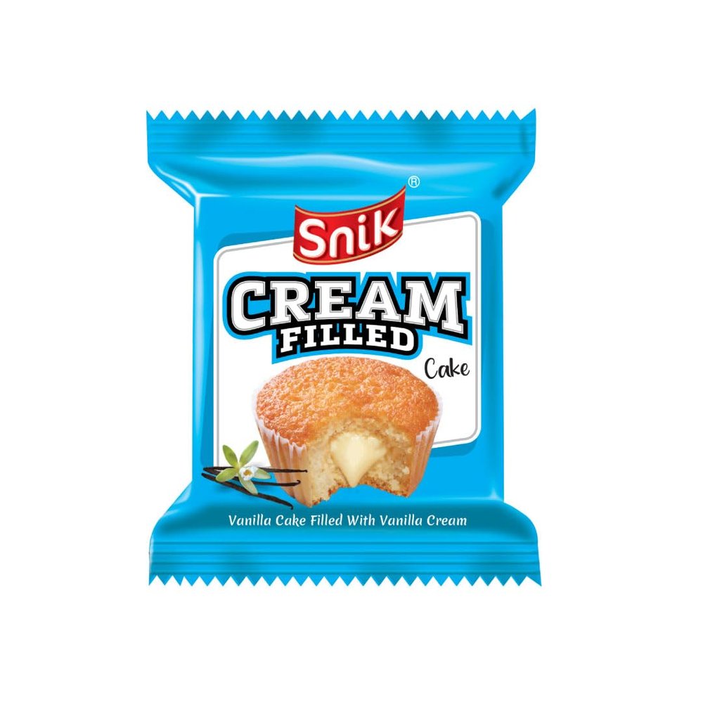Snik Cream Filled Cake | Vanilla Cake Filled with Vanilla Cream | Individually Wrapped Cakes | Soft Texture | Pack of 10 | Light Snack | Anytime Treat | Travel Friendly