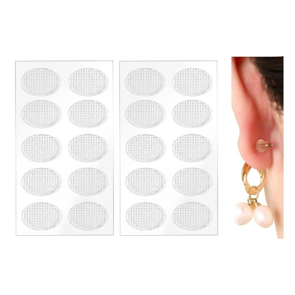 20pc Invisible Ear Lobe Support for Earrings Earlobe Tapes and Stickers Earring Supporter for Heavy Earrings Support Patches Girls & Women - Pack of 20pc