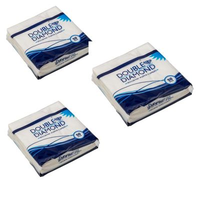 DOUBLE DIAMOND Hygienic Paper Napkins | Soft & Absorbent Table Napkins | Individually Wrapped for Restaurants Home & Parties | 4040cm | 50 Count | Pack of 3