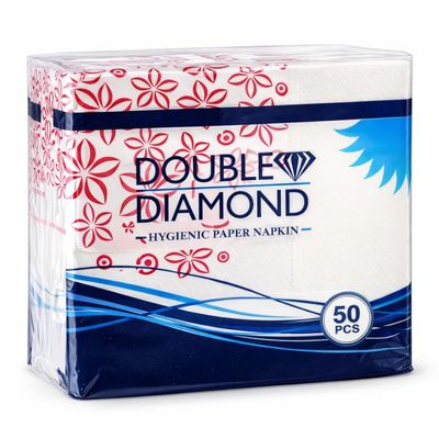 DOUBLE DIAMOND 2Ply Paper Napkins, White with Pink Floral Design | Soft & Absorbent Table Napkins for Home, Party & Restaurant | 4040cm | 50 Count | Pack of 3