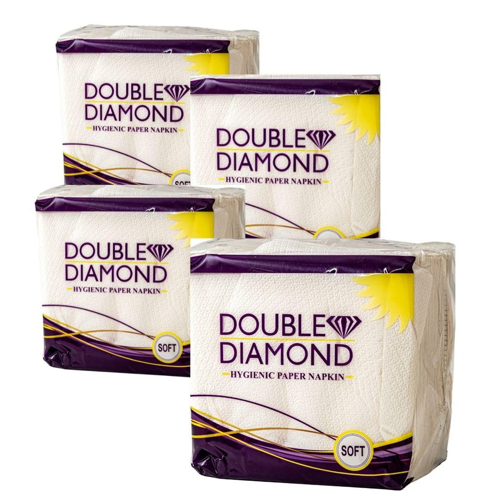 DOUBLE DIAMOND Paper Napkins | Soft Absorbent | Table Napkins for Home, Party & Restaurants | 2828cm | 50 Pieces | Pack of 4