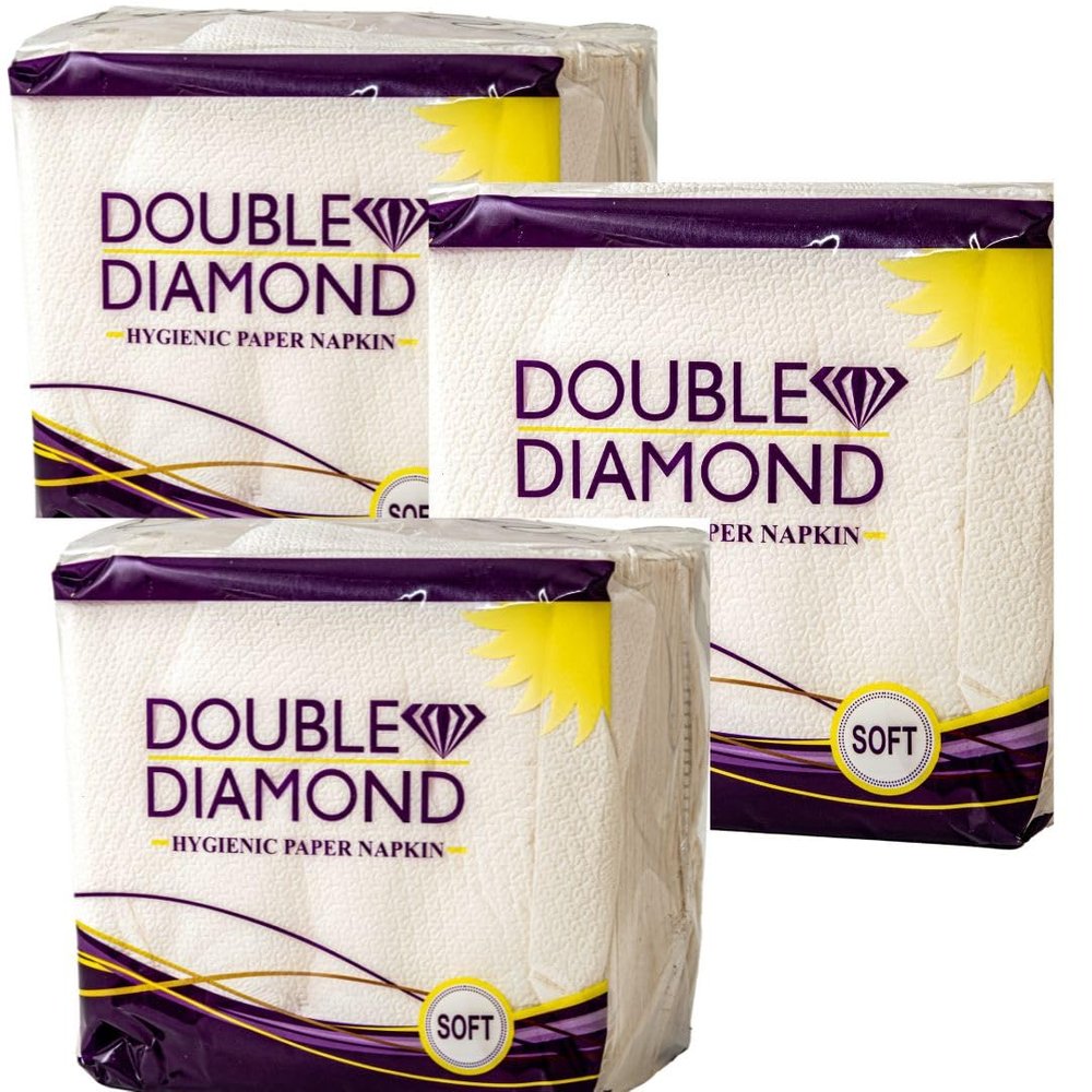 DOUBLE DIAMOND Paper Napkins | Soft Absorbent | Table Napkins for Home, Party & Restaurants | 2828cm | 50 Pieces | Pack of 3