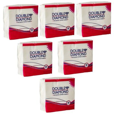 DOUBLE DIAMOND Paper Napkins | 1 Ply Soft | Soft Absorbent Tissue | Perfect for Home Party & Restaurant | 2828cm | 50 Pieces | Pack of 6