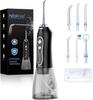 H2ofloss Water Dental Flosser Teeth Pick -Portable Oral Irrigator with 5 Modes, Rechargeable IPX7 Waterproof Orthodontic Teeth Cleaner Pick Cordless for Home Travel-300ml Water Tank (Black.) view 1