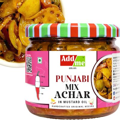 Add me Homemade Authentic Punjabi Mix Achar 300grm | Traditional Spicy Ghar ka Bana Achhar | Masaledar Tasty Flavours Mixed Pickles | Handmade Indian Traditional Pickle