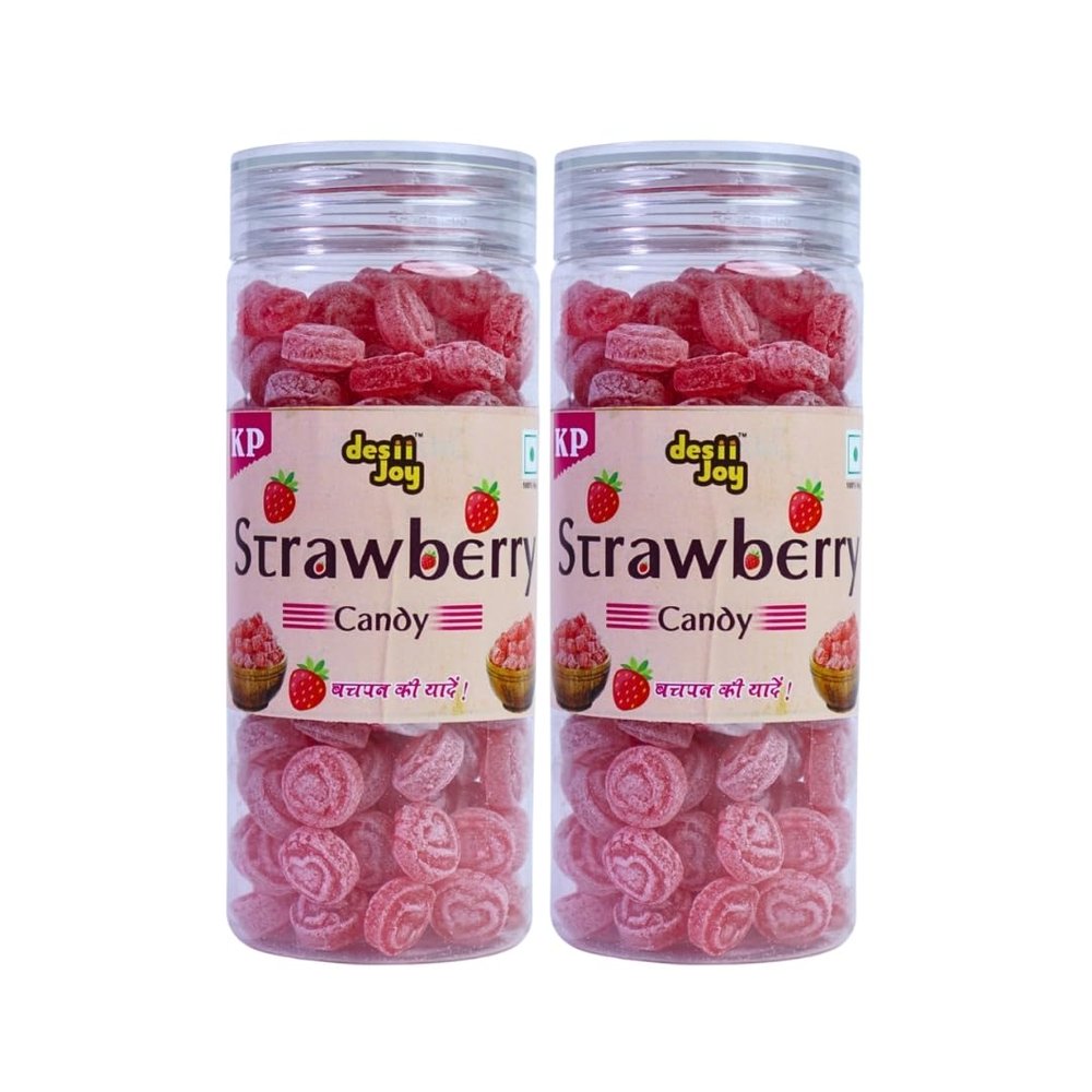 DesiiJoy Strawberry Candy, Sweet Rose Shaped Candies (200 gm) | Pack of 2