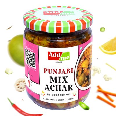 Add me Homemade Authentic Punjabi Mix Pickle 500grm | Natural Spicy Ghar ka Bana Achar | Masaledar Tasty Flavours Mixed Achhar | Panjabi Indian Vegetable Tangy Pickles