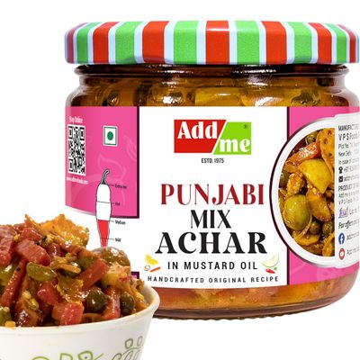 Add me Homemade Authentic Punjabi Mix Achar 300grm | Traditional Spicy Ghar ka Bana Achhar | Masaledar Tasty Flavours Mixed Pickles | Punjabi Delicacy Hot Indian Vegetable Pickle