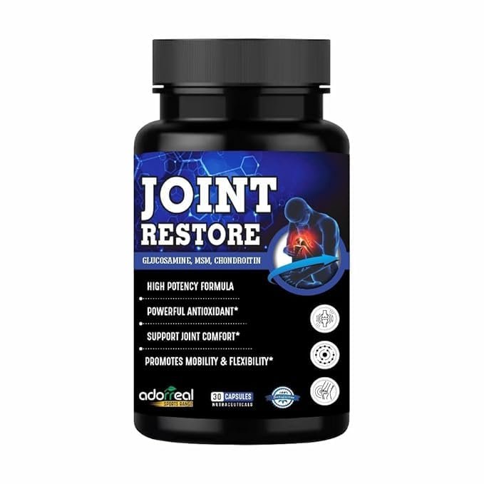 Adorreal Joint Restore 30 capsules Glucosamine Chondroitin and MSM for Cartilage & Joint Support Supplement Extra Strength; Joint and Bone, Mobility and Flexibility