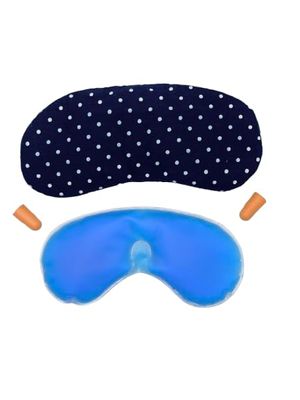 Zenkova Soft Cotton Sleep Eye Mask  Gel Cooling Insert  Breathable, Comfortable Eye Cover for Sleeping, Naps, Relaxation & Headaches  Adjustable Strap  Travel-Friendly(Blue Dot).
