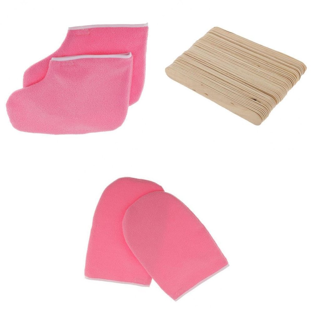 CALANDIS Paraffin Wax Protection Hand Spa Mask Gloves Booties + 50pcs Spatulas Stick | Shaving & Hair Removal