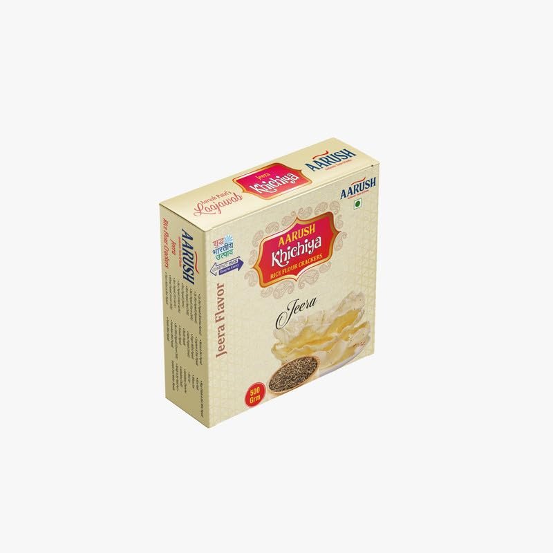 Aarush Khichiya Rice Fresh Khichiya | Ready to Fry & Roast papad fryums | Hexagonal Appalam Akki Happala Fryum With Tastemaker | 500GM | Ready To Fry Chawal Ke Papad Fryums papad (Flavor: Jeera)