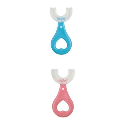 CALANDIS 2 Piece Silicone Manual Kids Toothbrush U-Shape Soft Bristles Massage Gums | Oral Care